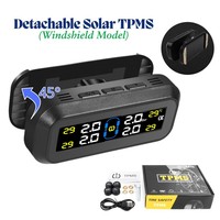 Universal Solar TPMS Tire Pressure Monitoring System IPX7 Waterproof External Sensors Dual USB/Solar Charging with LCD Display