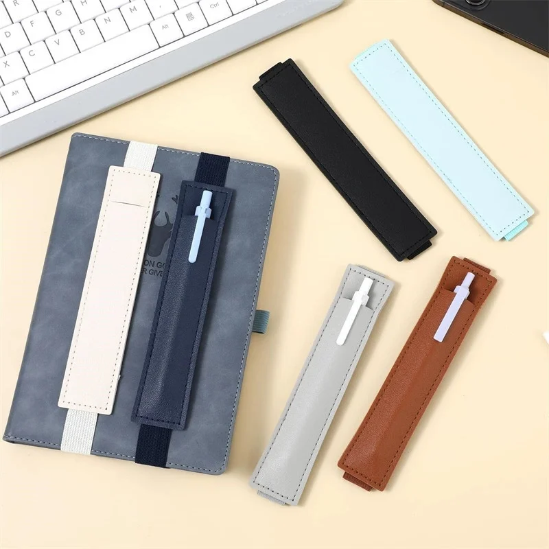 Durable Elastic Pen Holder Clip - Leather Pocket Case with Elastic Band for Laptops and Tablets - Stationery Accessories