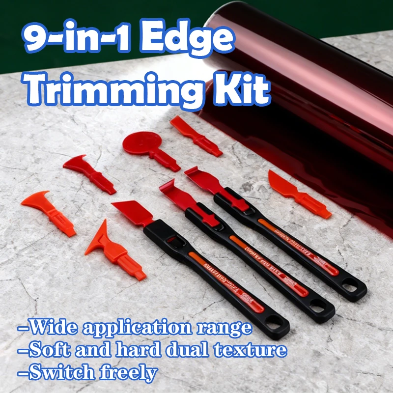 

Car Film Edge Tucking Tool, 9-in-1 Edge Trimming Kit, Dual Soft & Hard Squeegee, Multifunctional Edge Finishing Tool