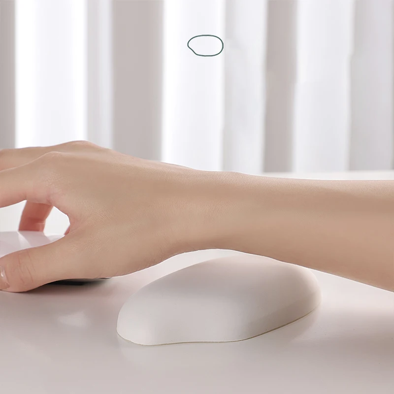Almofada do resto do pulso do couro branco puro, Almofada do rato do pulso do silicone do arroz, Palm Rest Keyboard Hand Rest