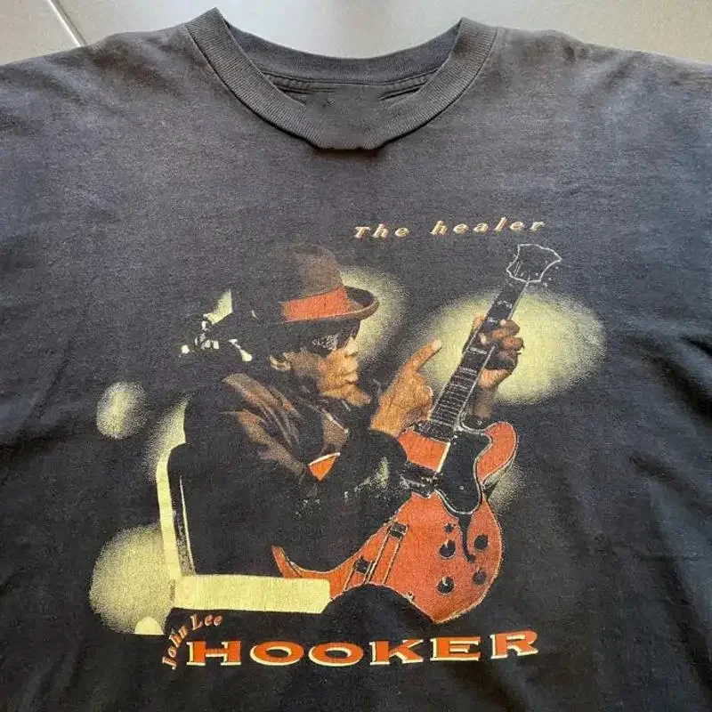 John Lee Hooker The Healer Guitar Black Adult T Shirt Mc849