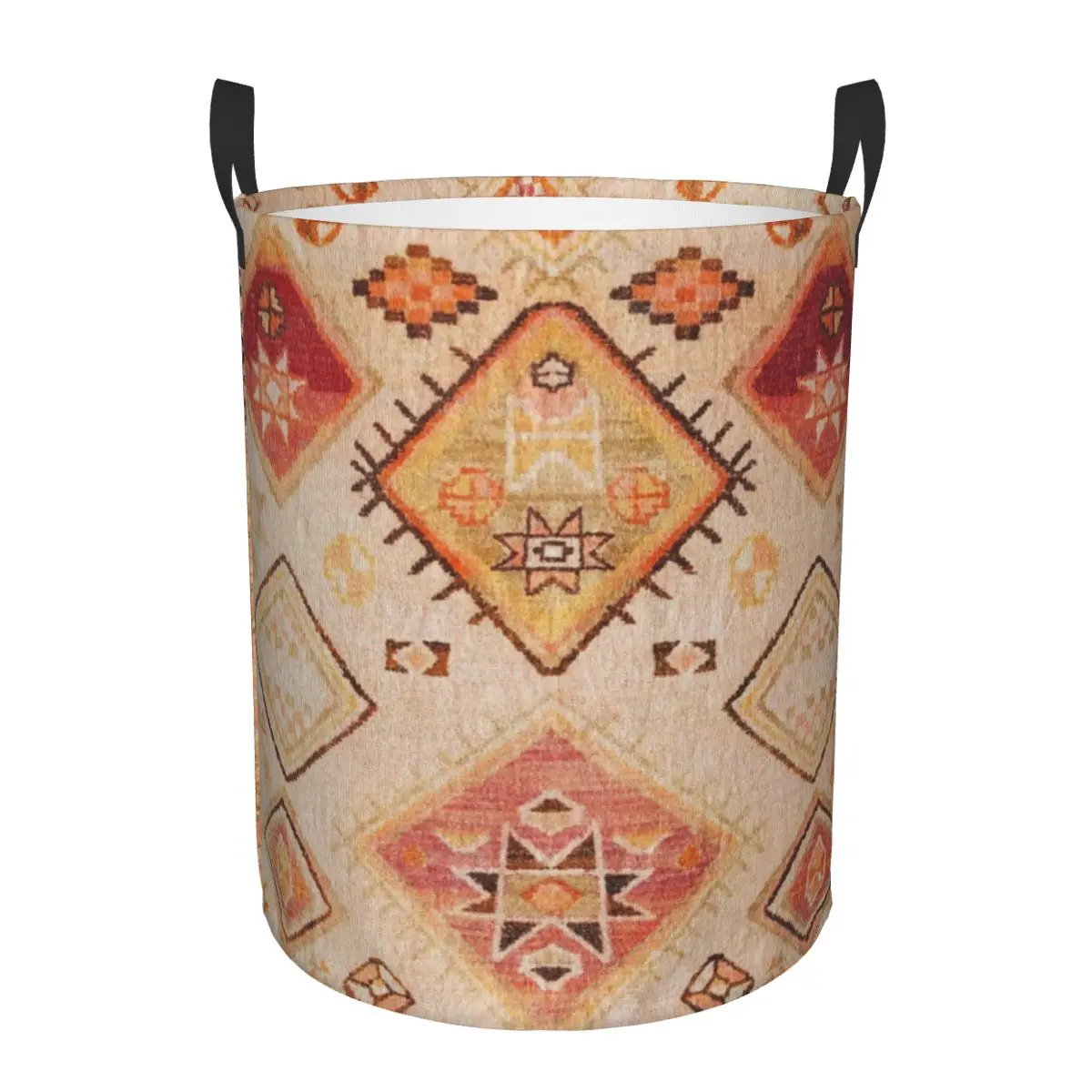 Vintage Berber Desert Traditional Moroccan Style Laundry Hamper Large Clothes Storage Basket Bohemian Geometric Diamond Toys Bin