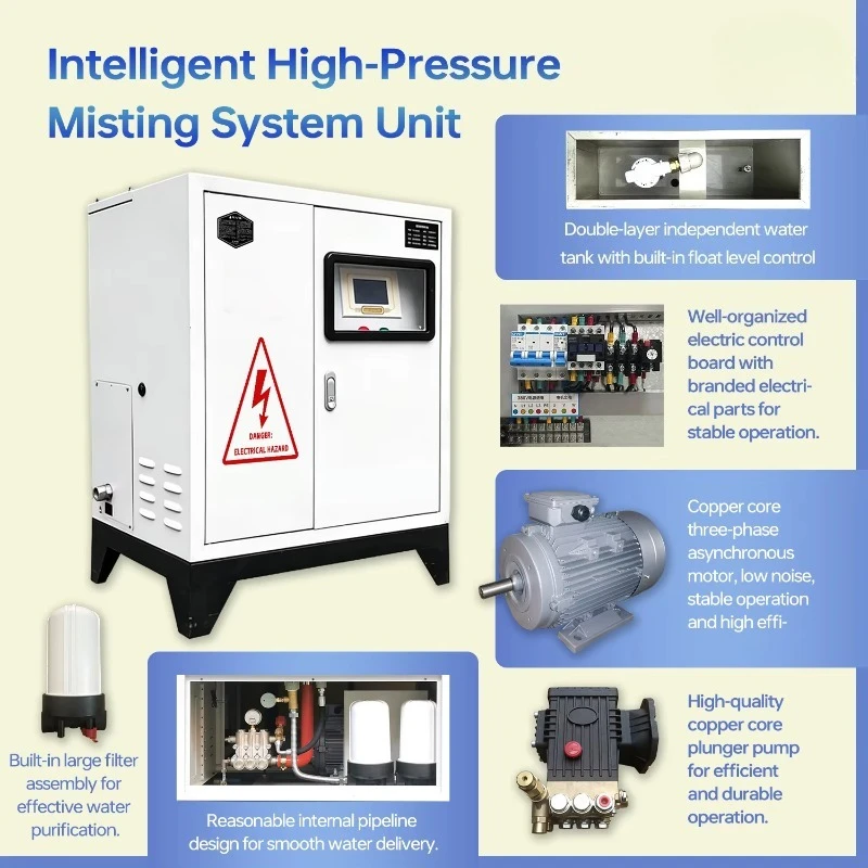 High Pressure Misting System Fog Machine Water Mist Sprayer for Greenhouse Farm Orchard Nursery Automatic Cooling Humidification