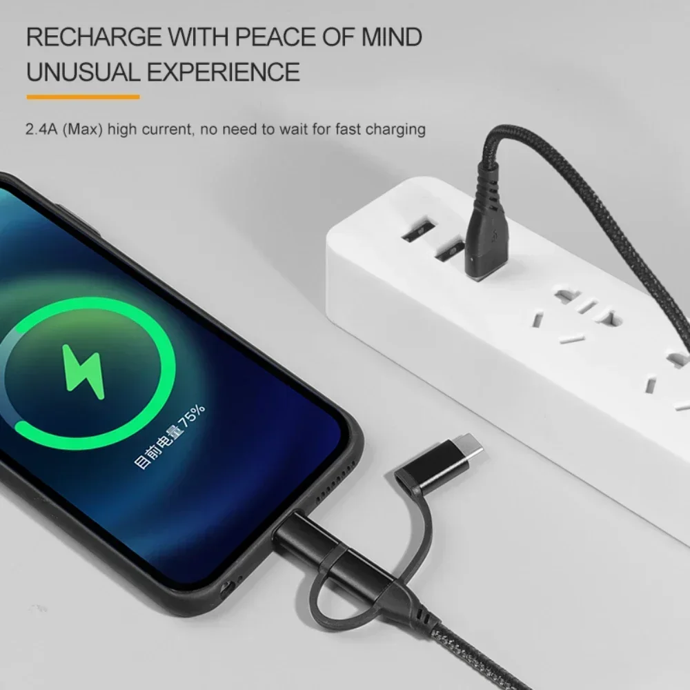 1m 5 in 1 3 In 2  Fast Charging Cord For Lightning Micro USB Type C For iPhone Huawei Samsung PD Charger Cable Multiple Usb Port