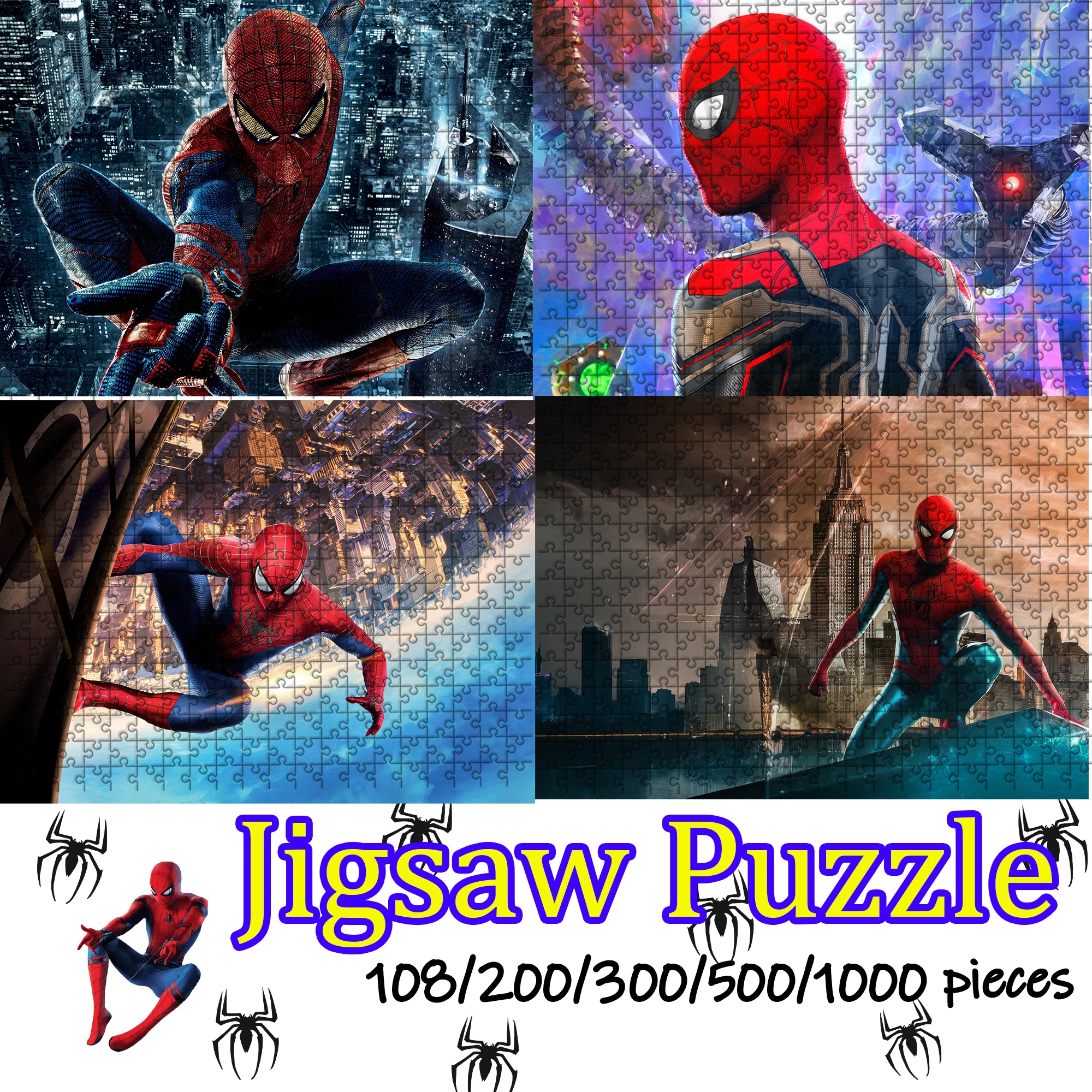 

Деревянный пазл Marvel Spider-Man, 108/200/300/500/1000 деталей, высококачественный подарок, веселая игра для вечеринок