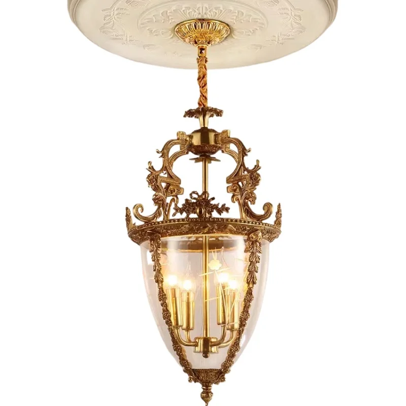 

French all-copper chandelier, retro light luxury aisle corridor lamp, household entrance lamp, personalized creative