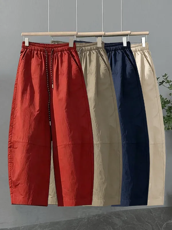 

High Waist Loose Casual Pants Women's Spring Summer New Style Thinming Nine Points Balloon Pants Polyester Fiber Breathable