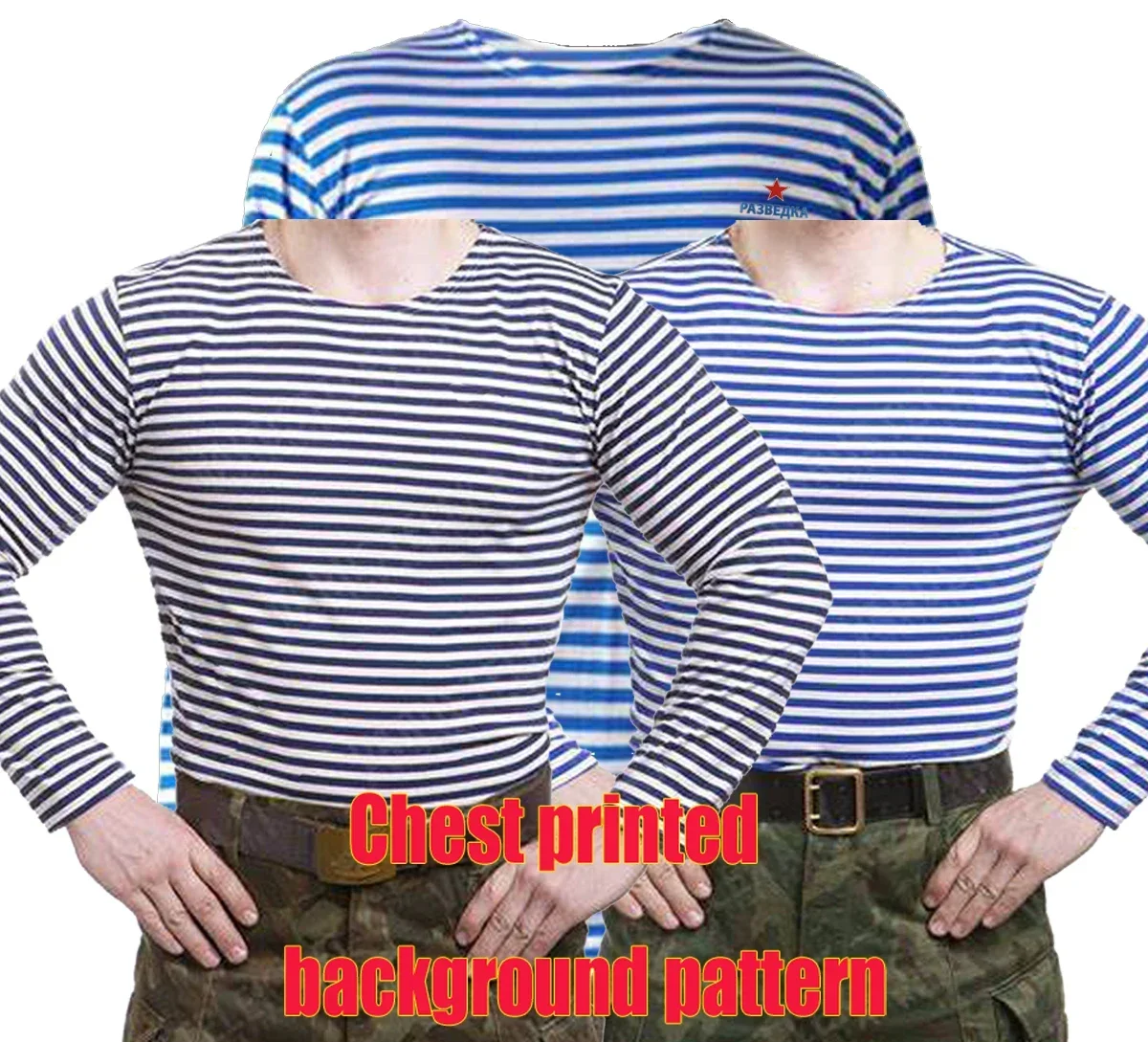 Russian VDV Airborne GRU Special Forces Sailor\'s Striped Shirt Polyester Cotton Long Sleeve Mens Stripes T-Shirt Telnyashka Tops