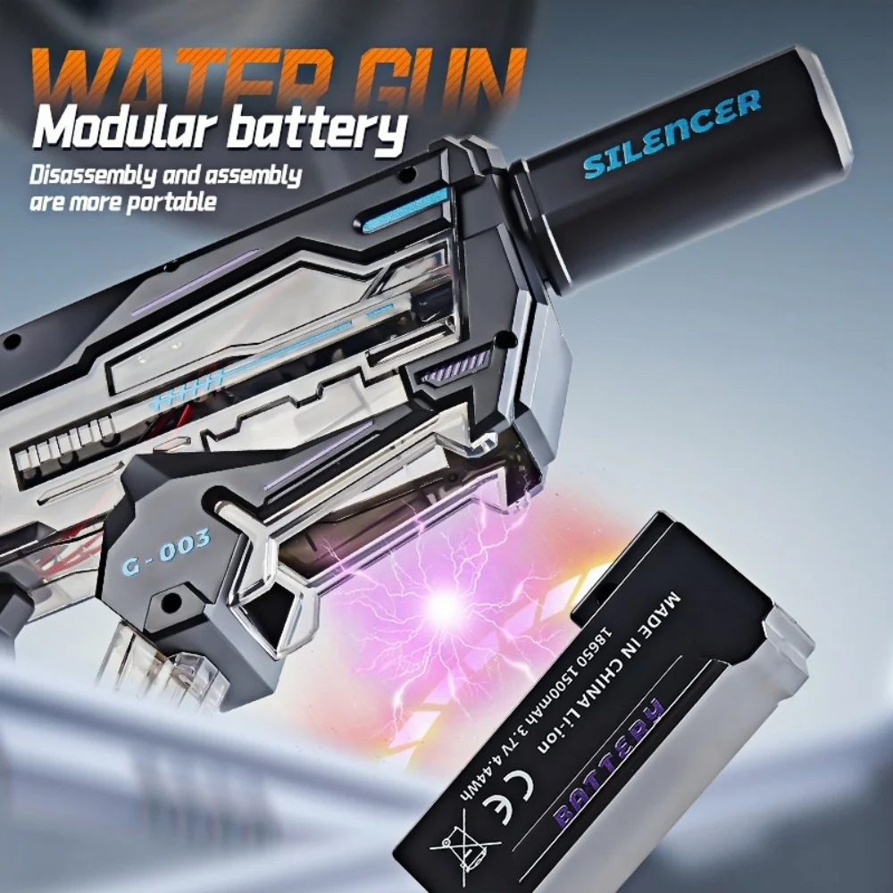 مسدس مياه كهربائي للأطفال مع ضوء حثي Led سعة كبيرة مسدس بخ أوتوماتيكي للصيف في الهواء الطلق ألعاب معركة المياه على الشاطئ #4