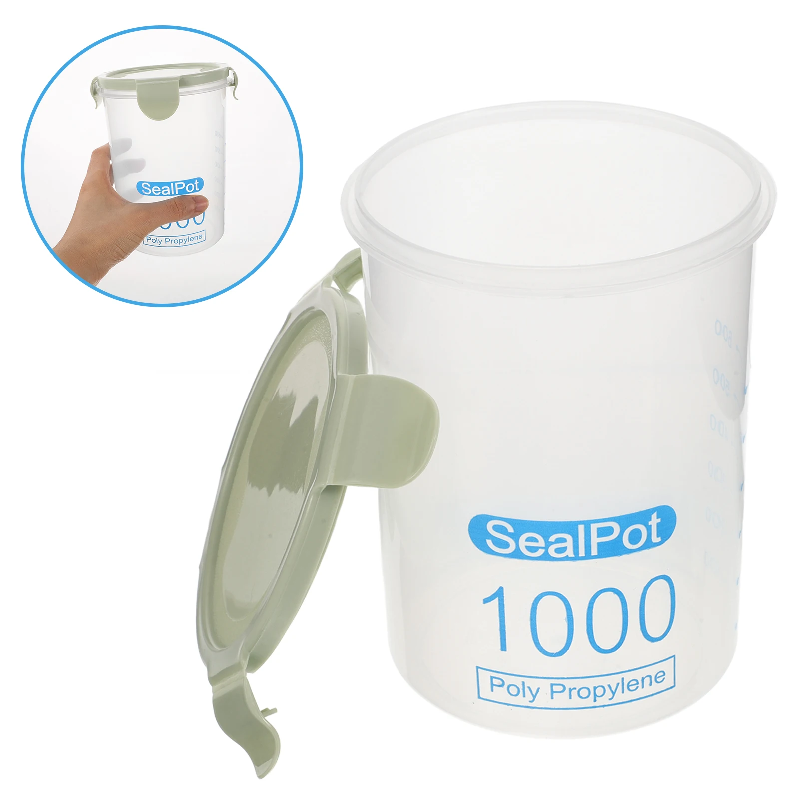 

1000Ml Green Airtight Food Storage Container Leakproof Dry Snacks Container For Cereal Flour Rice Coffee Plastic Storage Bottle