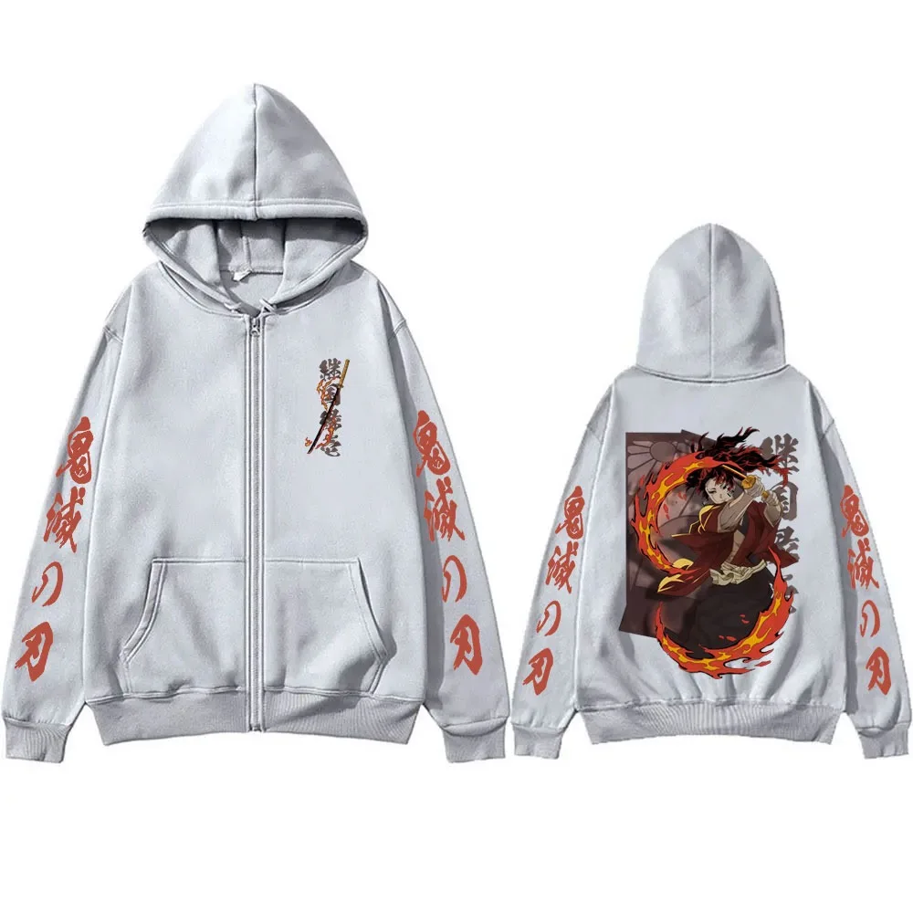New Demon Slayer Tsugikuni Yoriichi Merch Zipper Hoodie Men Women Fashion Oversized Zip Up Jacket Man Fleece Zip Up Sweatshirt view 5