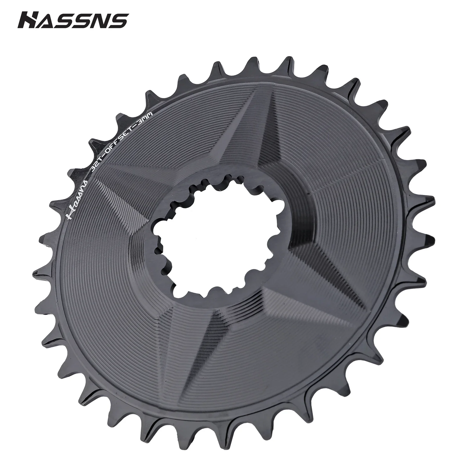 

HASSNS 3mm Offset MTB Bike Chainring 32/34T Narrow Wide Direct Mount 3Nail Chainwheel Fully-Enclosed for SRAM DM