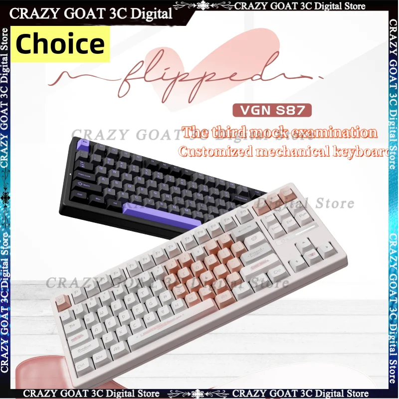 VGN S87 gaming accessories Tri-mode Gasket RGB Hot-Swap 1000Hz Custom Pink Girl 80% Office Gaming Keyboard Win/MAC,pc gamer