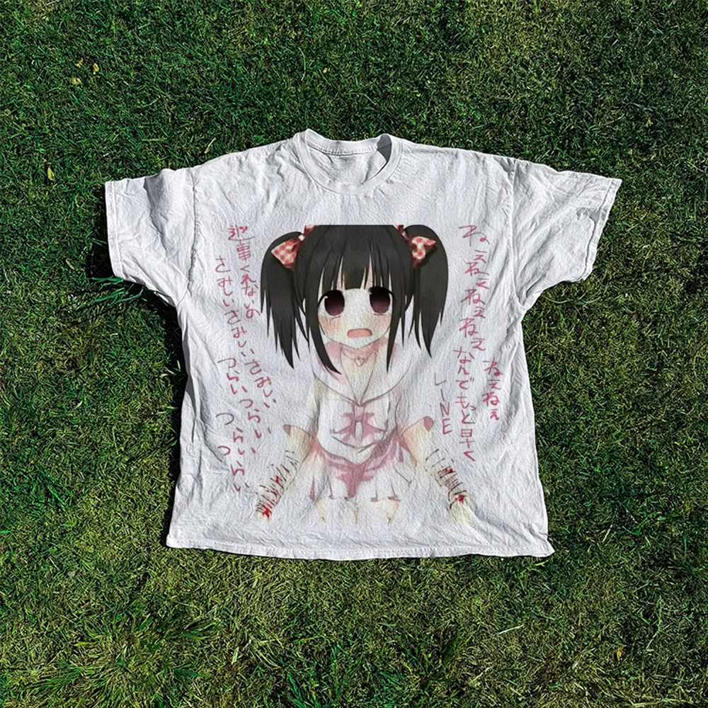 Harajuku Anime Graphic Print T-Shirt Y2K Tops Men Women's Retro Fashion Gothic Tops Women Clothing Graphic Streetwear Outfit