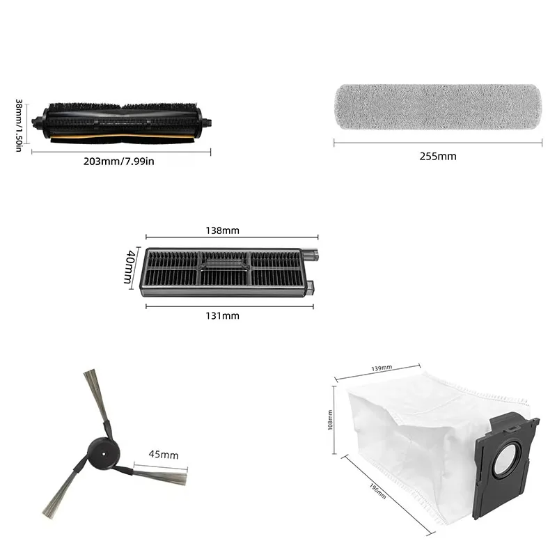 Passend für (MOVA Z50 Ultra) Staubsaugerteile: Hauptbürste, Seitenbürste, Filter, Staubbeutel, Wischtuch, Ersatzzubehör – Detail 1