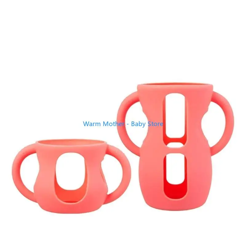 

Drop Cover Silicone Cover for Glass Baby Bottles Shockproof Bottle Sleeve Flexible Bottle Holder with Handle 57QE