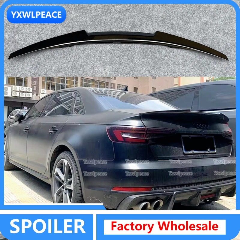 For Audi A4 B9 2017 2018 2019 2020 2021 Spoiler 4 Door Carbon Fibrer / ABS Black Car Rear Trunk Lip Wing Decoration