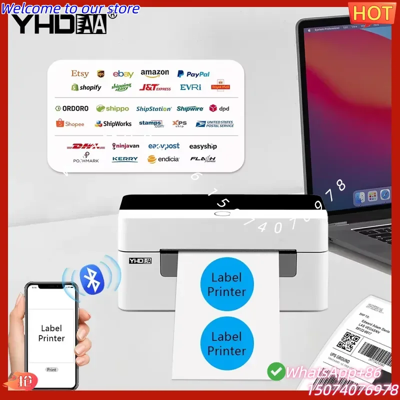2026 YHDAA High Quality 4 Inch Inkless Thermal Desktop Shipping Label Printer 110mm for Express Warehouse in Stock
