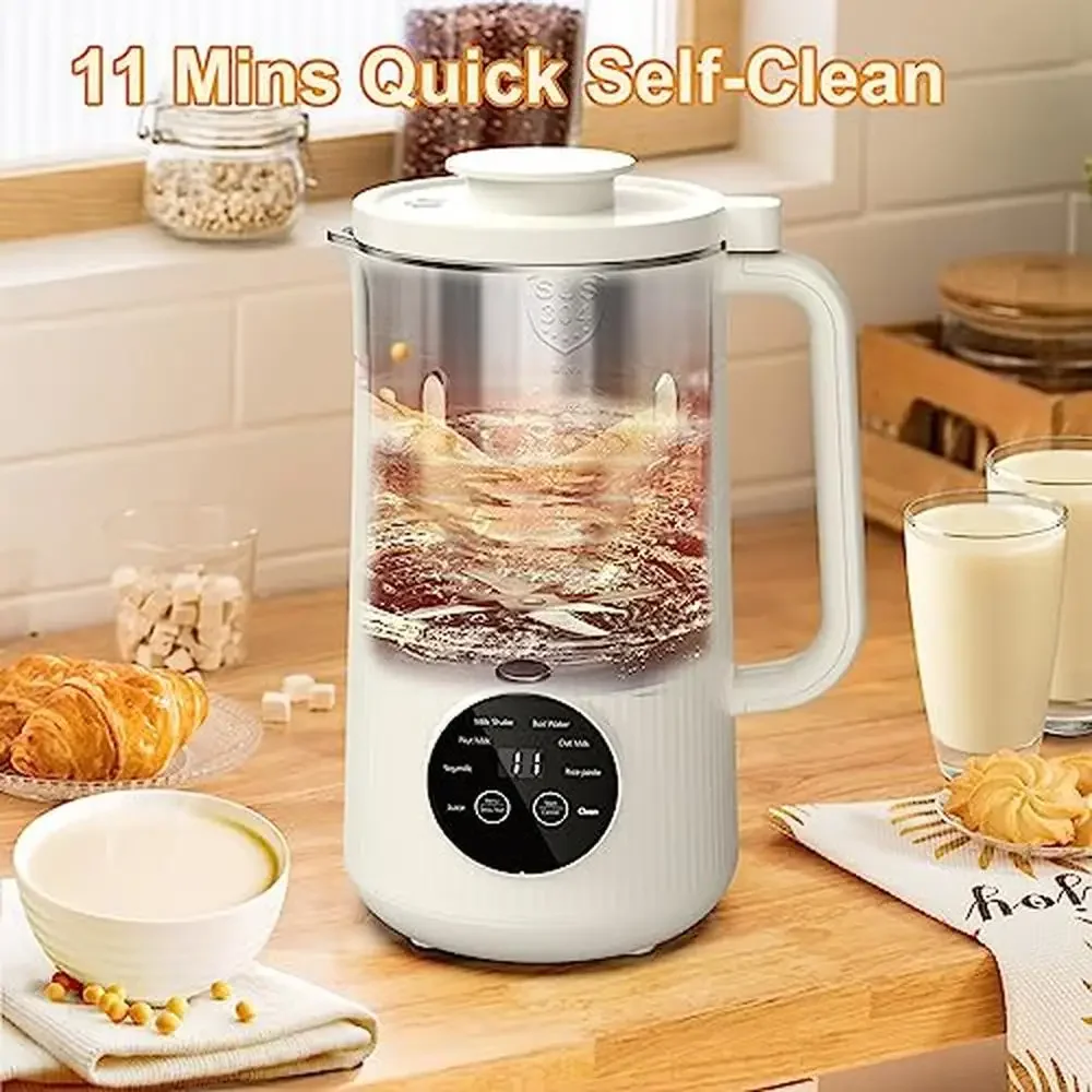 Nut Milk Maker Machine 35oz/1000ml 10 Blades Plant-Based Beverage Maker Vegan Gift Automatic Program Nut Soy Oat Almond_recipe