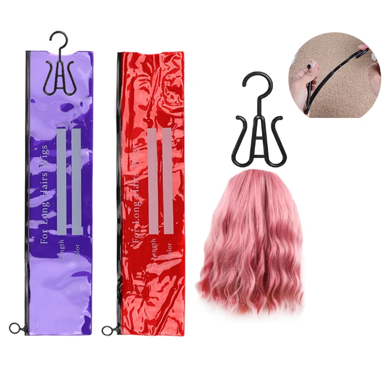 

PVC Wig Storage Bag For Long Hair 1Pack Hairpieces Storage Wigs Carrier Case For Store Style Synthetic Hair