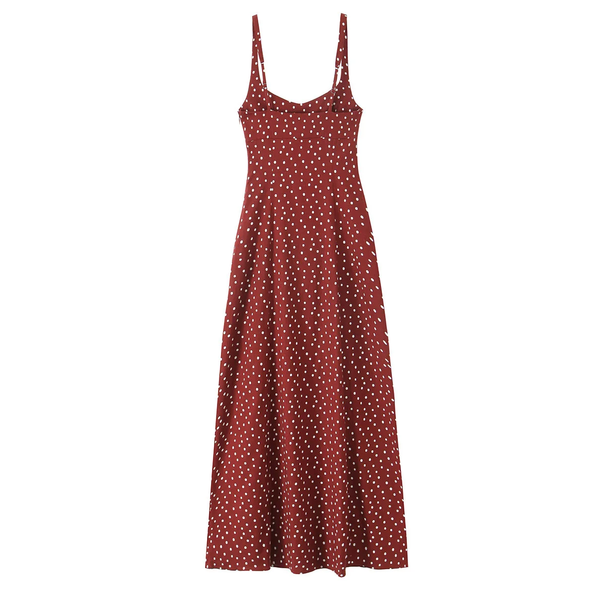Ele High Waist Midi Dr Polka Dot Blend Slim Fit Kleid mit Riemen für Damen Frühling Sommer Herbst Faion Damen Dr