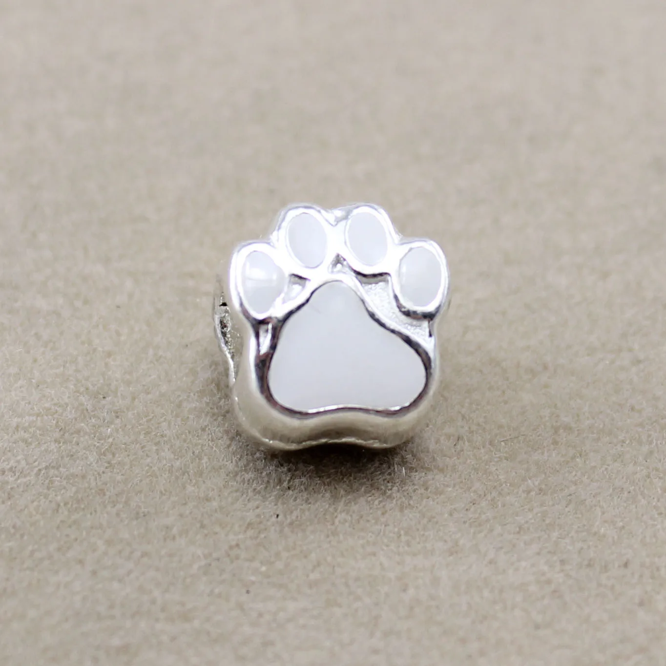 20Pcs/Lot Fashion Cute Bear Footprint Alloy Oil Droplets Beads Murano Charm fit Pandora Diy  Bracelet Handmade Jewelry Making