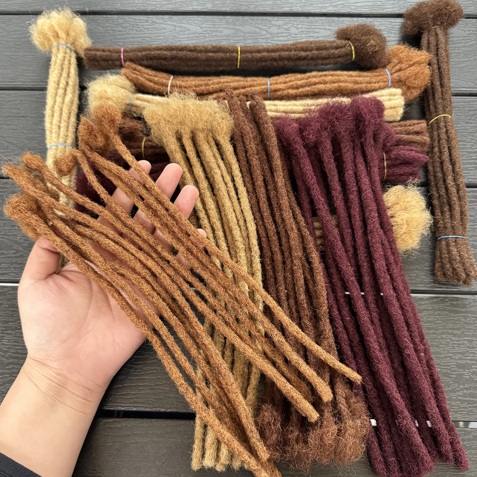 Extensões de Cabelo Humano Coloridas de 0,6cm de Largura e 10 Polegadas, 100% Cabelo Humano, Extensões de Dreadlocks para Homens, Mulheres e Crianças, Podem Ser Tingidas