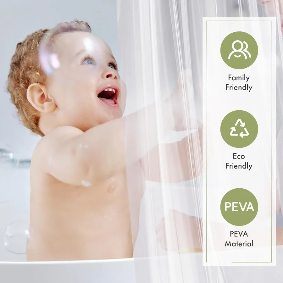 72 x 72 transparente, wasserdichte PEVA-Duschvorhangverkleidung mit Magneten für den Innenbereich im Badezimmer, rostfreies Tülle-Design, langlebig und leicht