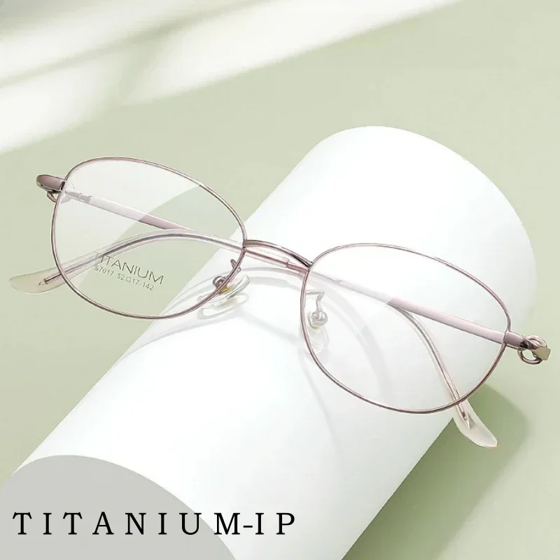 

Женская модная оправа для близорукости с бриллиантовым дизайном, удобные оптические очки по рецепту, сверхлегкие очки из чистого титана S7017T