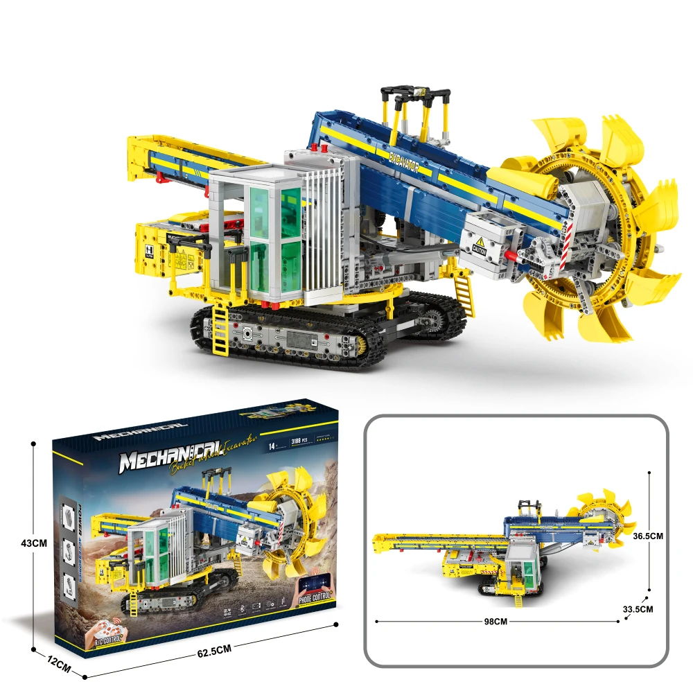 Bucket Wheel Excavator Building Set, รีโมทคอนโทรล Tow Truck Crane Construction Model Kit, ของขวัญวันเกิดสําหรับผู้ใหญ่เด็กชาย 14 +