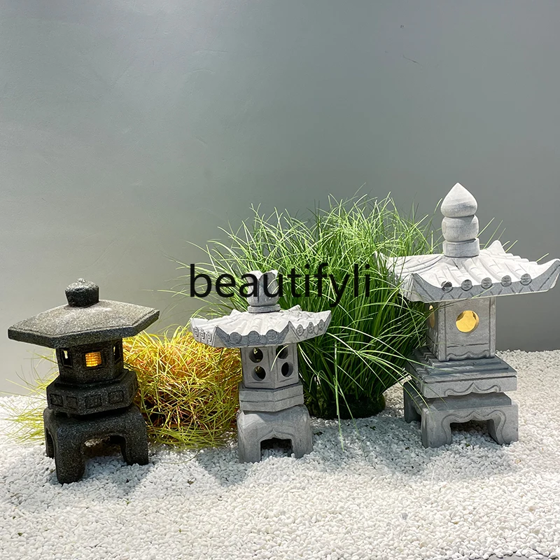 Bluestone carving antique Japanese courtyard villa garden natural ornament mini Chinese zen