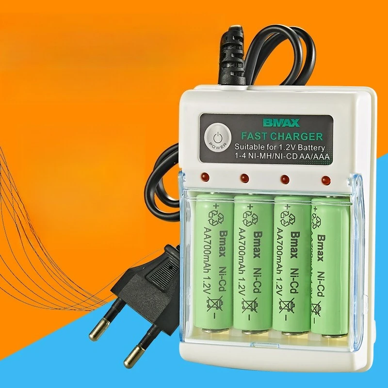 เครื่องชาร์จ 4 ช่อง แบตเตอรี่ Ni-MH AA/AAA 804 # 5 7 แบตเตอรี่แบบชาร์จไฟได้ปลั๊กกลมมาตรฐานยุโรปเครื่องชาร์จ BMAX