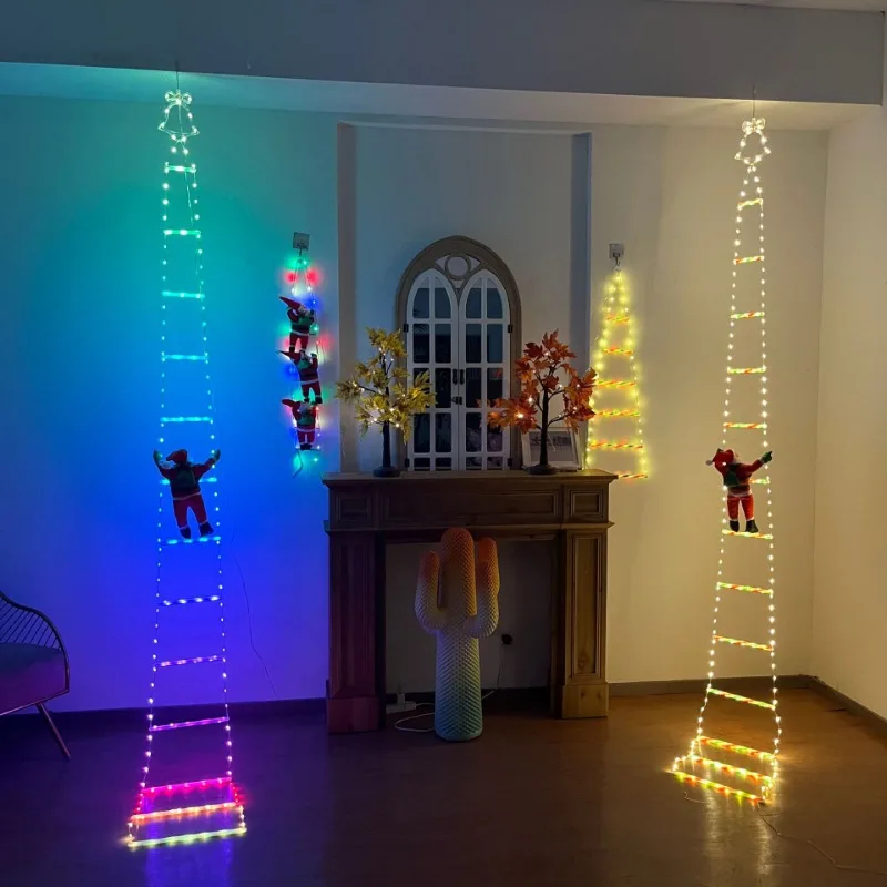 

Merry Christmas LED Christmas Ladder Lights Waterproof Belt Climbing Santa Suitable for Indoor Outdoor Christmas Decor for Home