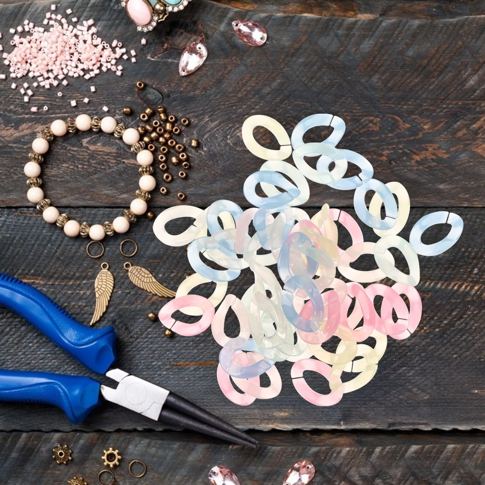 

150 Pcs Acrylic Earring Accessories Link Button for Jewelry Rings Connectors Making Clasps Chain Extender Necklace Charm