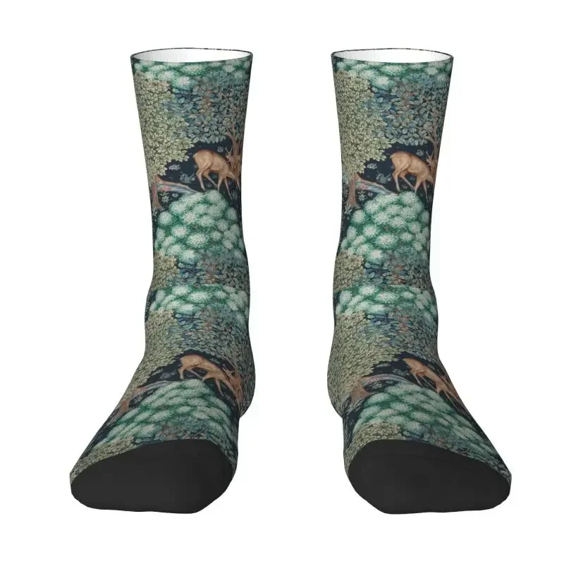 William Morris Deer Men's Crew Socks Unisex Novelty 3D Print Textile Pattern Dress Socks