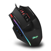 Zelotes C-13 Wired Gaming Mouse 13 Keys 10000DPI RGB Light Mouse Belt 128KB On-board Memory Built-in Counterweight Mechanism