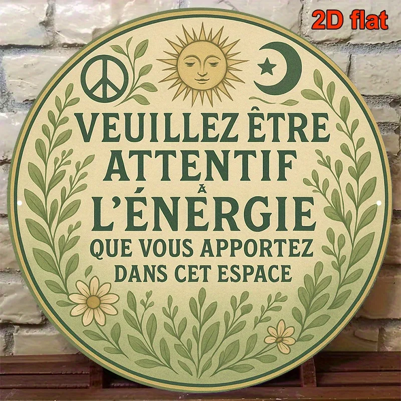 2D Flat, 1pc 20x20cm Round Aluminum Sign - Vintage Wall Decor 
