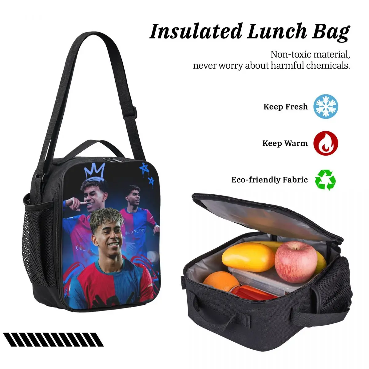 3pecs/set Soccer Number 19 Lamine Y-Yamal Backpack for Student  High School Shoulder Bag Lunch bag Pencil Case view 5