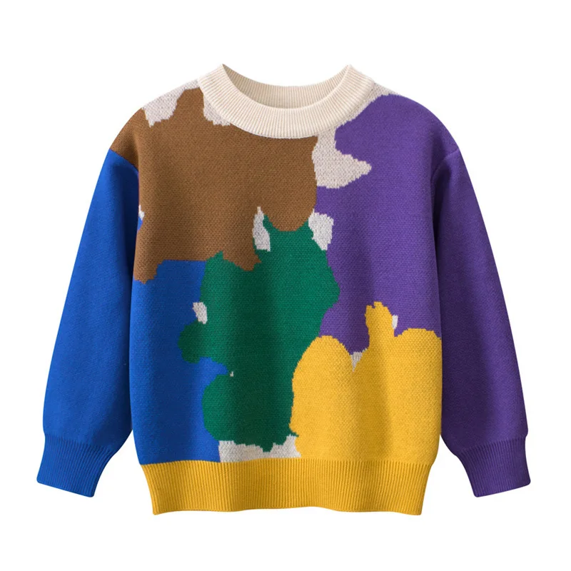 

Boys Knitted Sweater Children Autumn Casual Jumper 2025 New Kids Winter Pullover Toddler Girls Fashion Clothing 2-8 Years Old