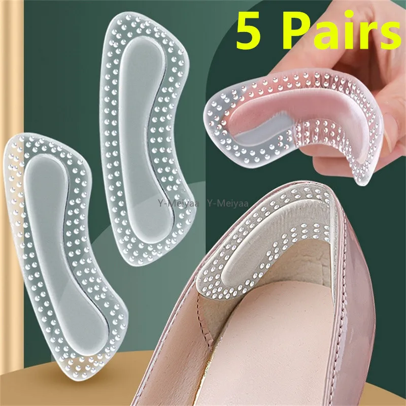 1/2/5 Paar GEL Fersenschutz Damen Silikonkissen Fußpflege Rutschfeste Schuhpolster für High Heels Einstellbare Größe Einlegesohlen