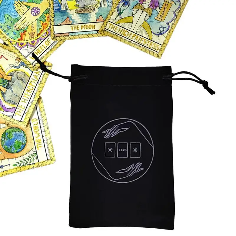 Tarot Card Bag 3.94X7.08in Tarot Deck Storage Bag Mystical Hand Pattern Drawstring Pouch Soft Jewelry Pouch For Tarot Card Dice