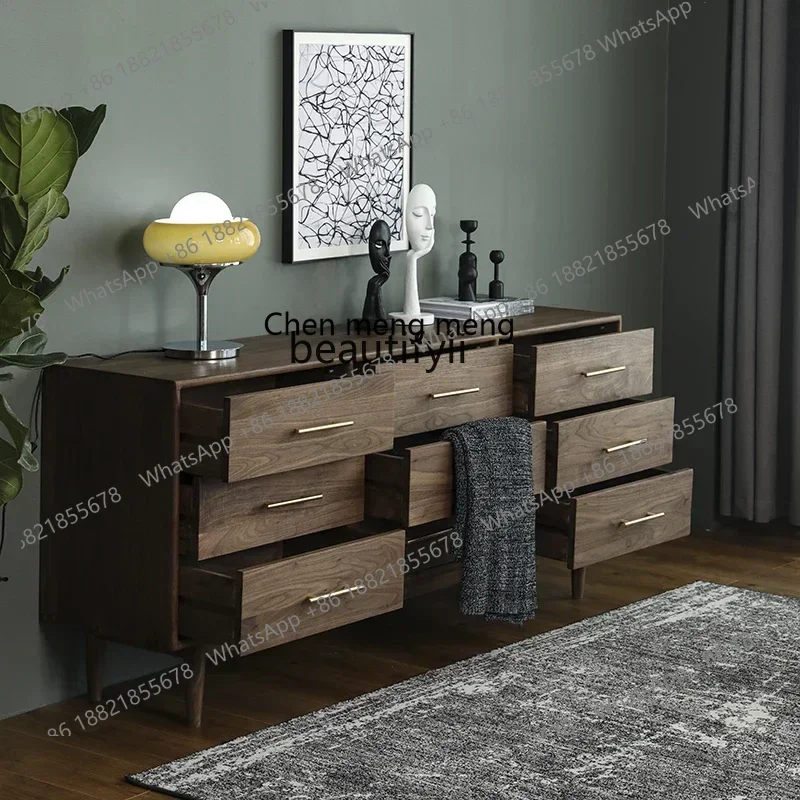 

D176 a26 North American black walnut chest cabinet, locker, bedroom storage cabinet, simple nine chest cabinet