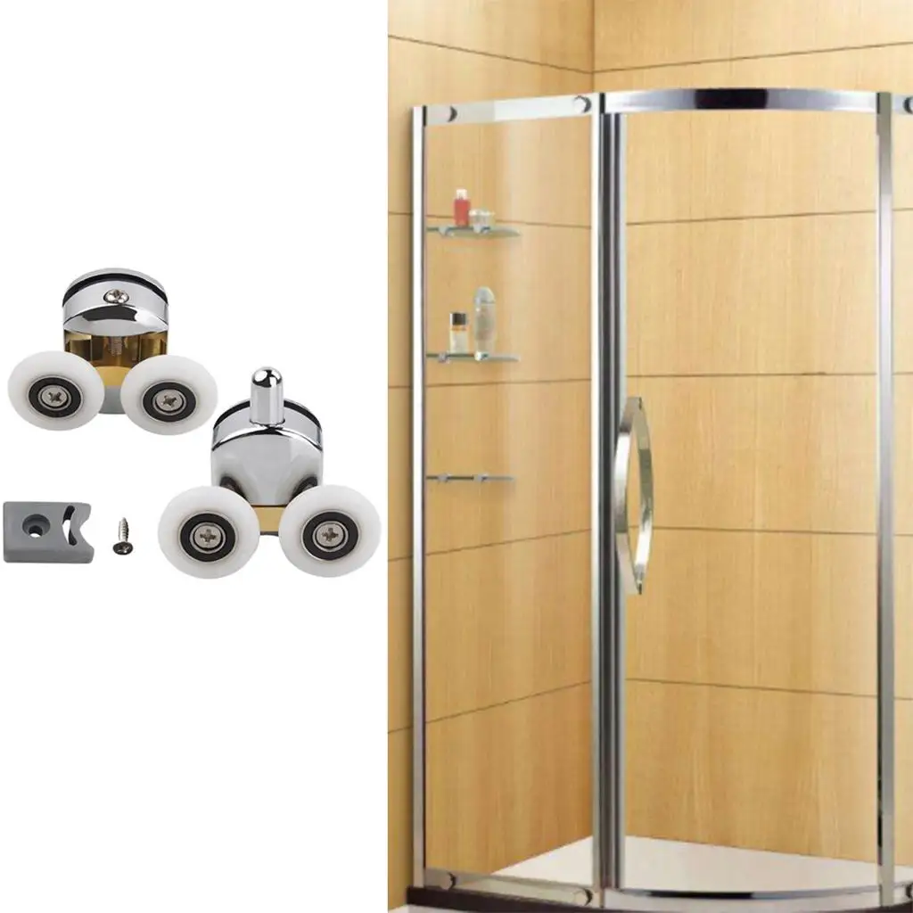 Glass Sliding Shower Doors Nylon Rollers Twin Pulley Runner Wheels Hardware Strip for Portable Shower Cabin Repair