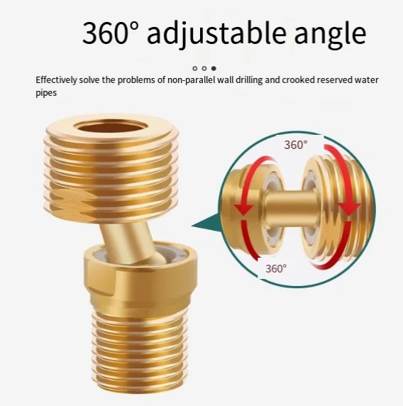 Copper Angled Curved Foot 360° Rotatable Angle Adjustment Eccentric Screw Corner Wall Mounted Lengthened Shower Faucet Adapter