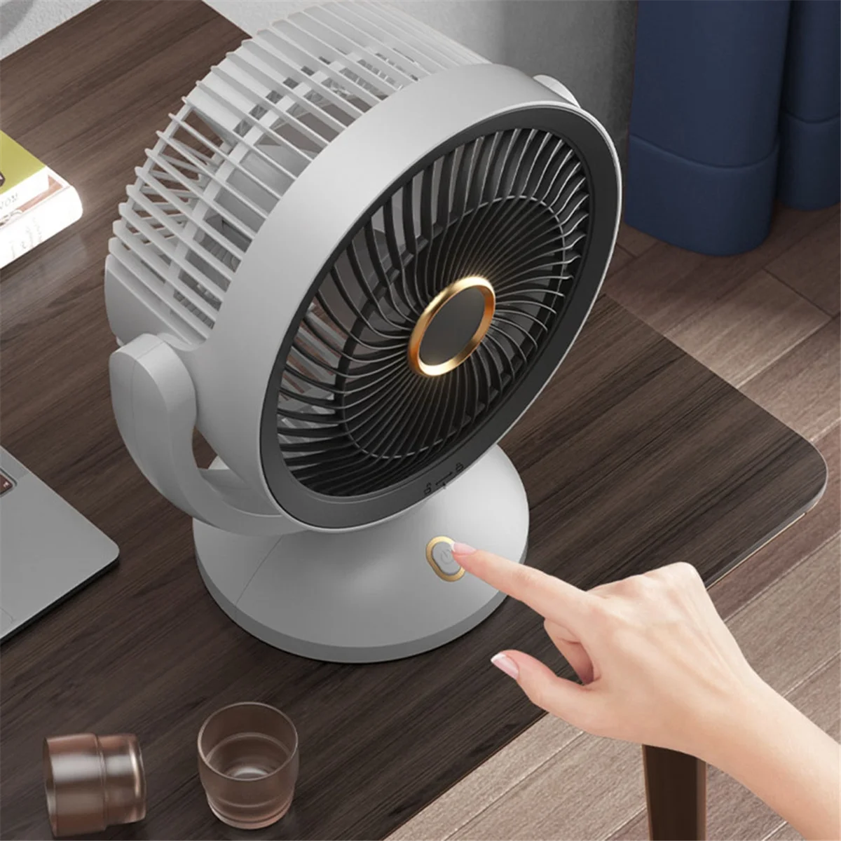 USB Air Circulation Electric Fan Non Rechargeable Table Desktop Portable Wall Mounted 360 Degree Rotation with Light