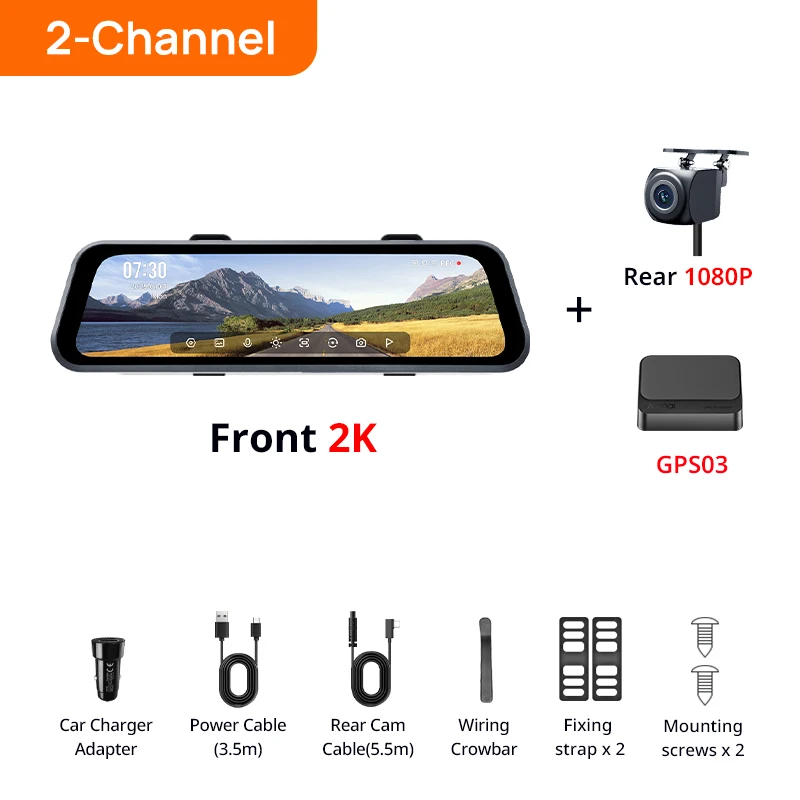 70mai S410 2K Rear Dash Cam 9.35 Mirror Display