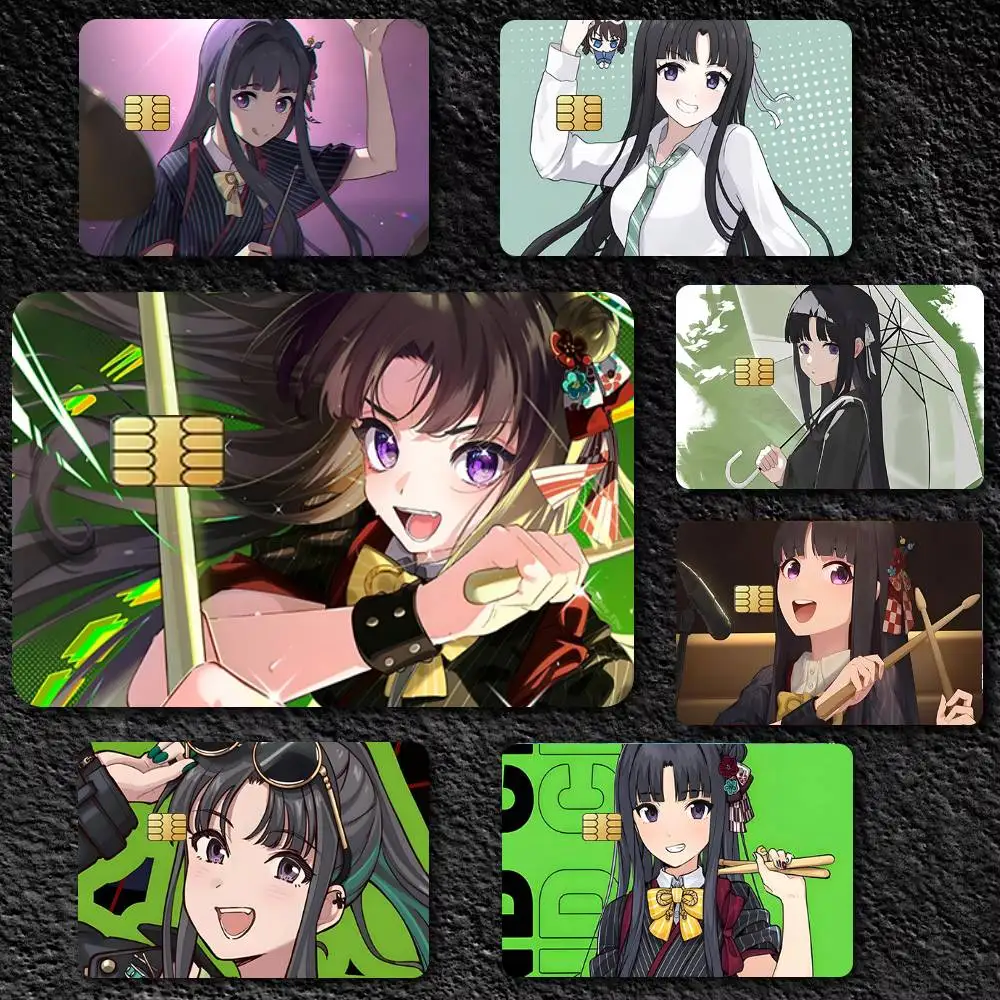 Anime Cute Cartoon G-Girls Band C-Cry Subaru Awa Credit Card Stickers Skin For Bank Bus Metro 4PCS Cover Film Gift