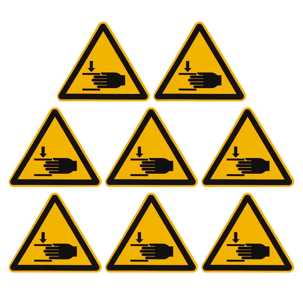 8pcs Safety Warning Stickers High Adhesion Clear Caution Labels Machinery Pinch Signs Self Adhesive Security Stickers For