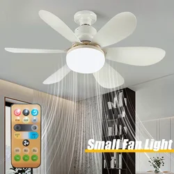 Ventilatore da soffitto 30W con telecomando ventilatore a luce LED Base E27, ventilatore da soffitto silenzioso intelligente per camera da letto e soggiorno