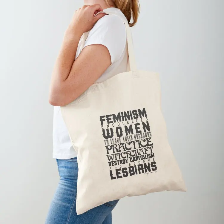 

Feminism Sounds Fun! White Tote Bag Lady bag supermarket folding bag canvas tote hand ladies